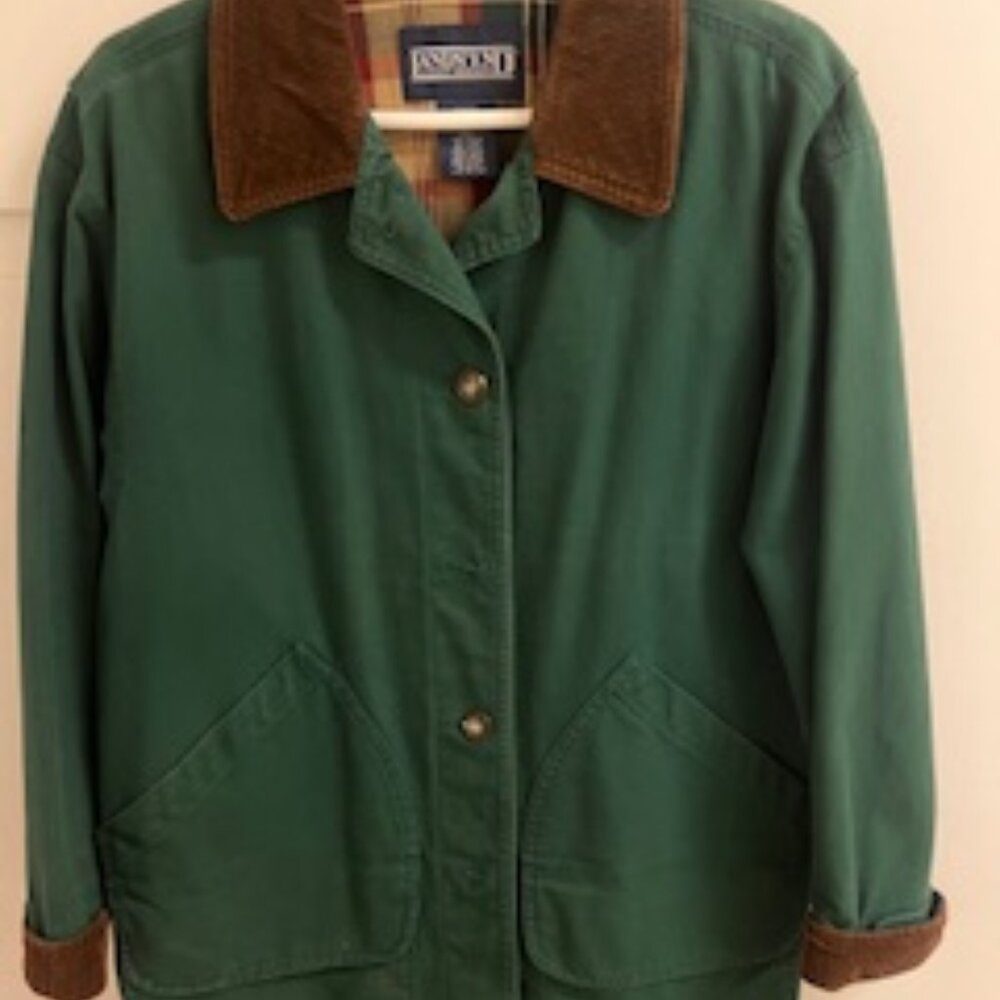 Women's Lands End Barn Chore Jacket Green Canvas  w/ Corduroy Trim Size Medium - Picture 4 of 7